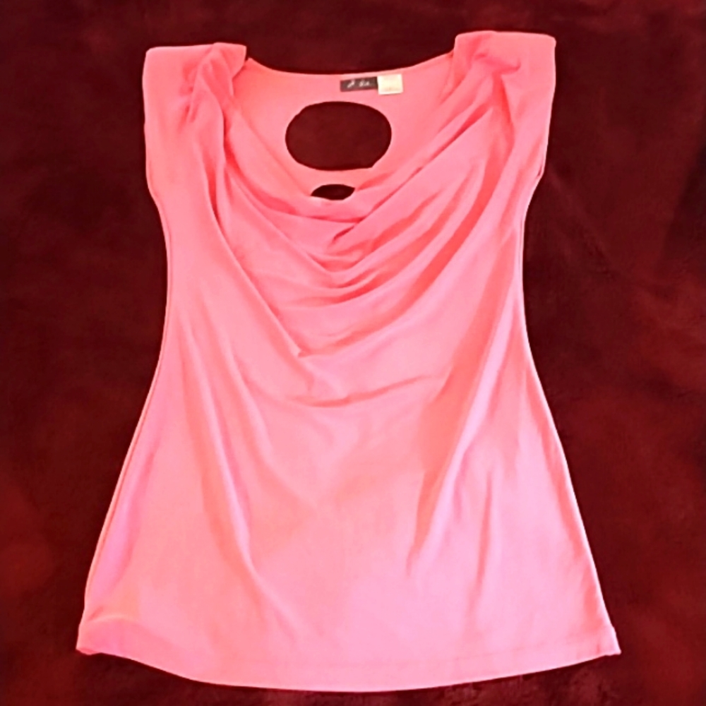 Slinky pink dropped down neck shirt